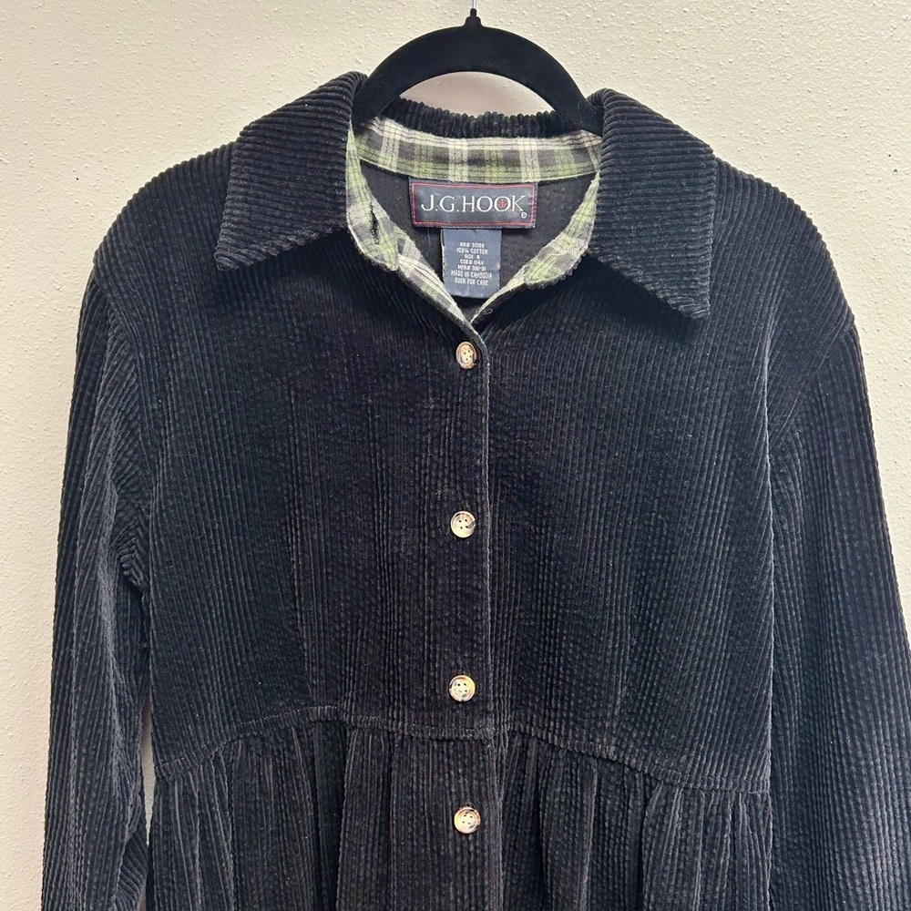 Dark Cottagecore Prairie Modest Black Corduroy Size 8 Vintage Dress Shacket Boho - Picture 5 of 12